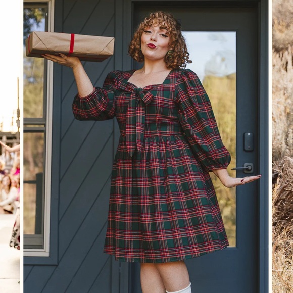 FLASH PRICE DROP 🎄Margo short dress in Green Plaid by Ivy City Co - Picture 6 of 14